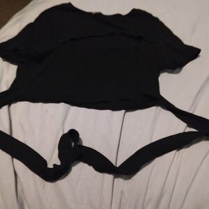 Black Crop Top with Tie Detail